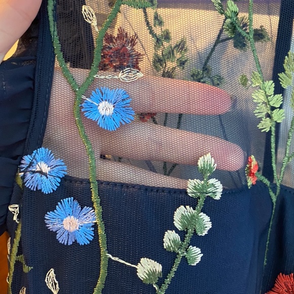 Navy Floral Formal/Homecoming Dress - Picture 6 of 6